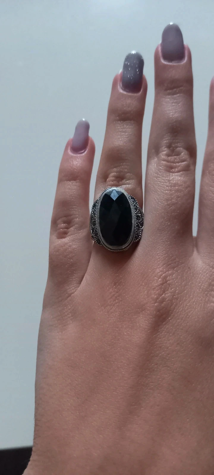 Bague noire et argentée vintage – photo 2